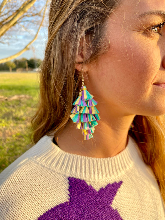 Mardi Gras Tassel Earrings