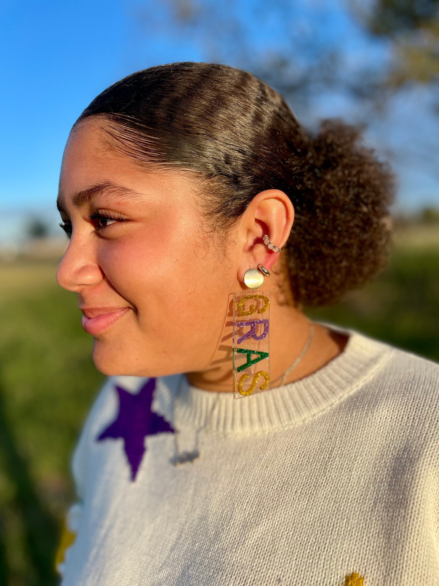 Mardi Gras Resin Earrings