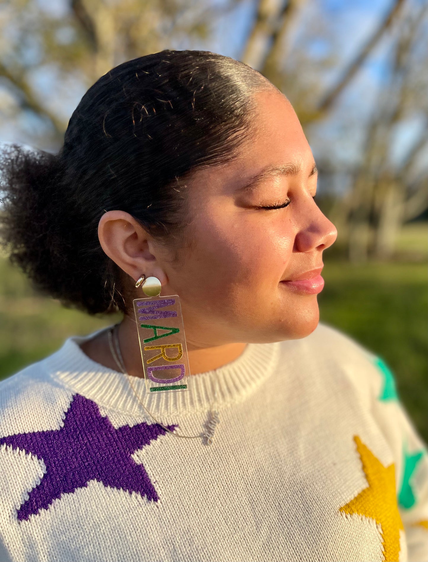 Mardi Gras Resin Earrings