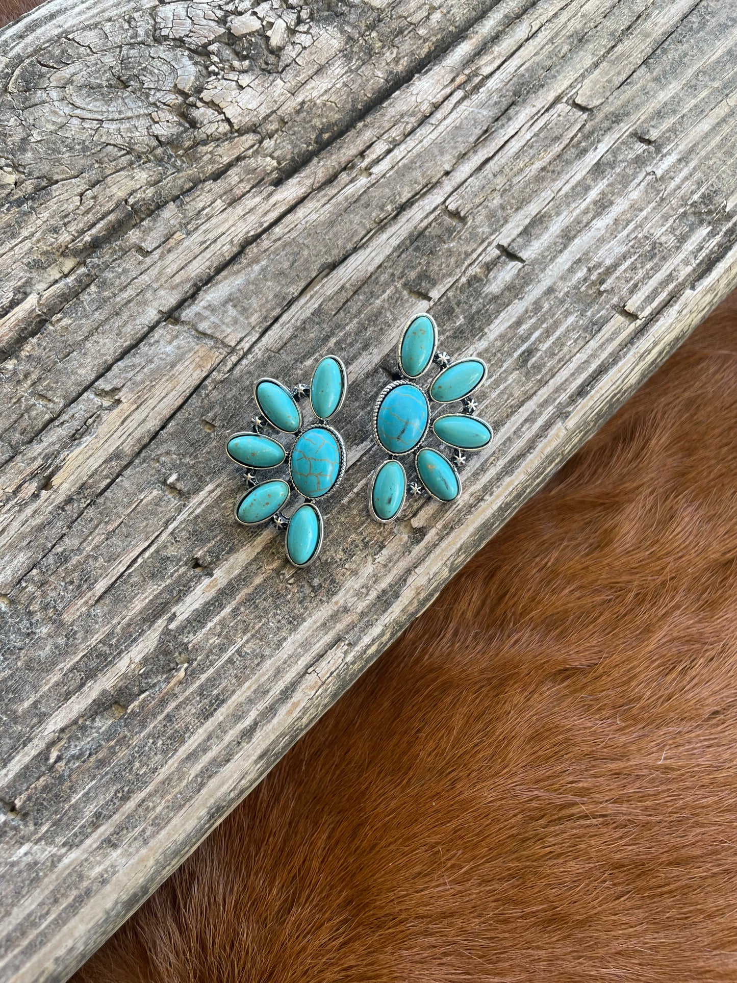 Turquoise Cluster Stud Earrings