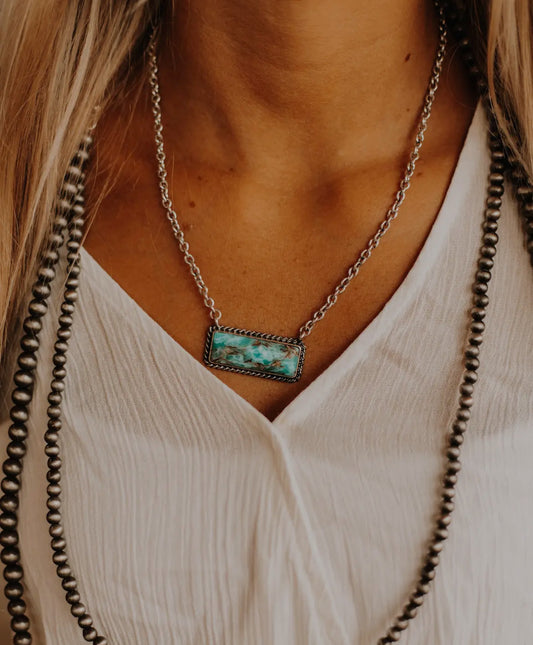 Marbled Turquoise Bar Necklace