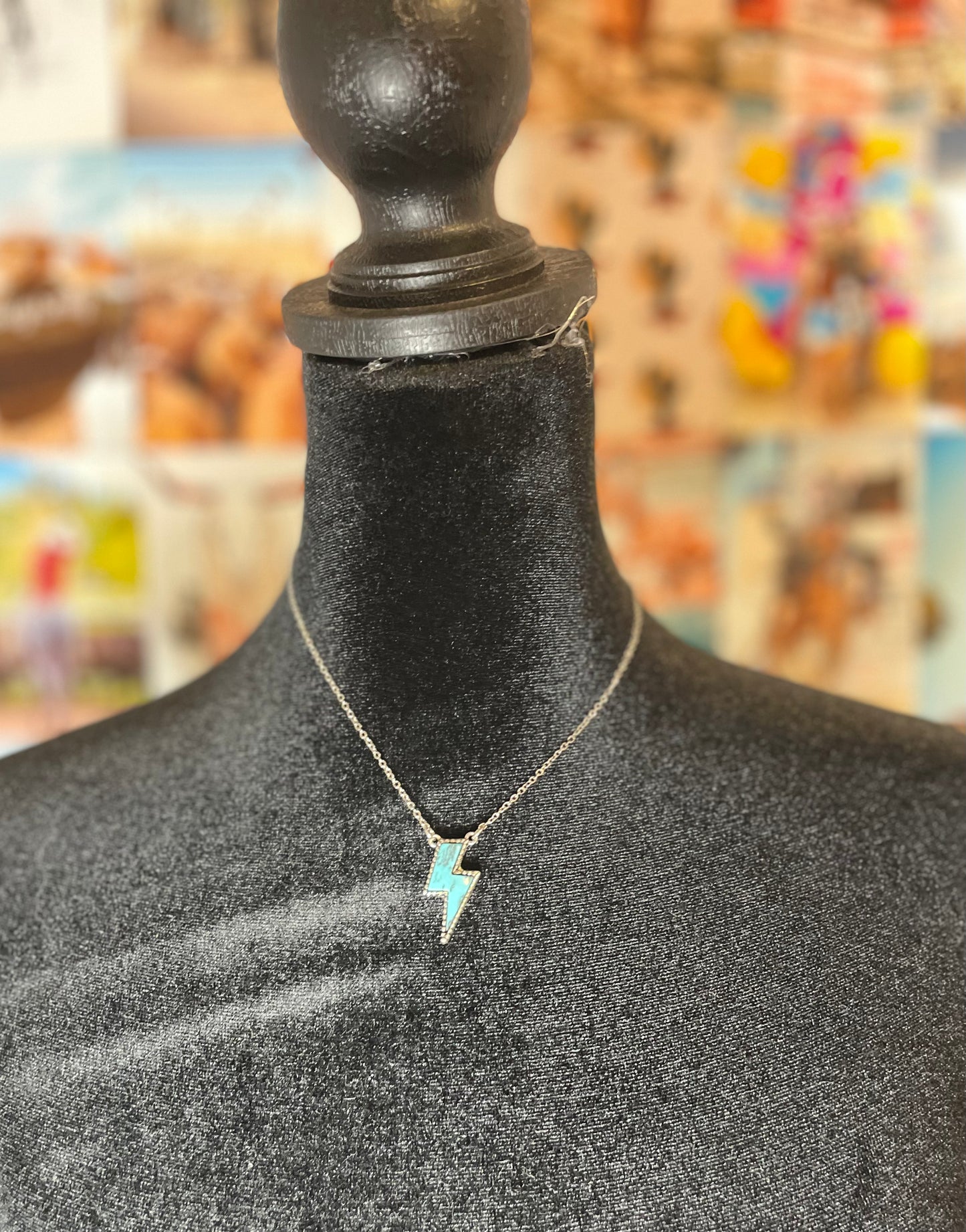 Turquoise Lightning Bolt Necklace